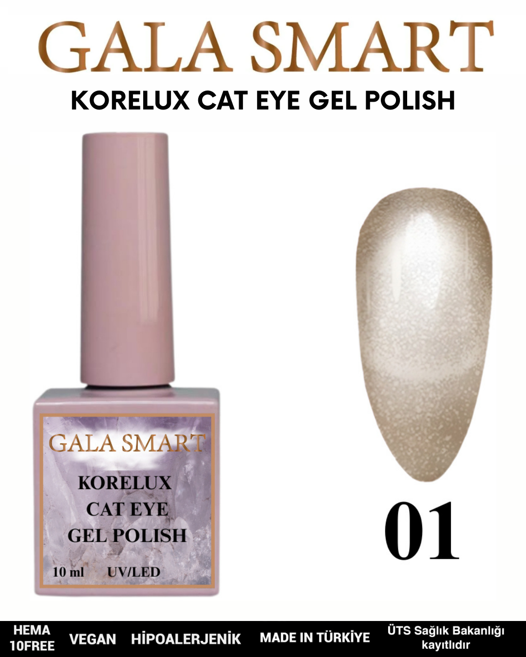 Korelux Cat Eye Gel Polish No: 01 resmi