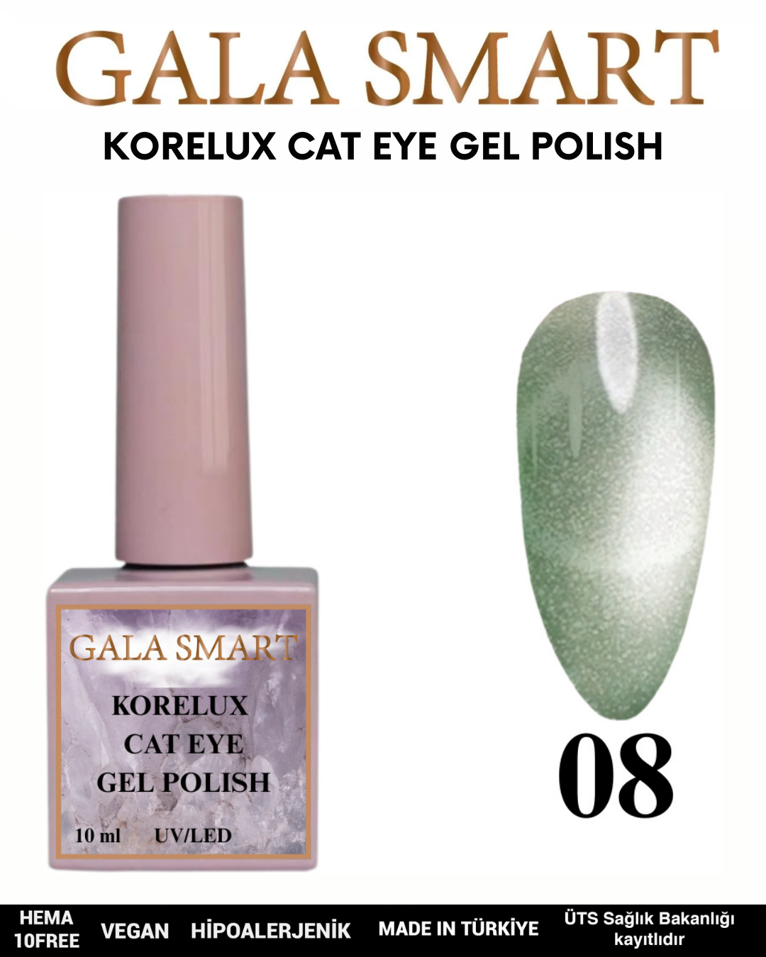Korelux Cat Eye Gel Polish No: 08 resmi