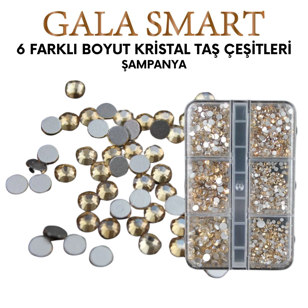 Kristal Taş 6 Farklı Boyut - Şampanya resmi