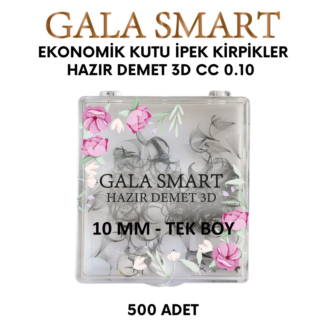 Hazır Demet Kirpik - 3D CC Kıvrım, 0.10 Kalınlık, 10mm Tek Boy resmi