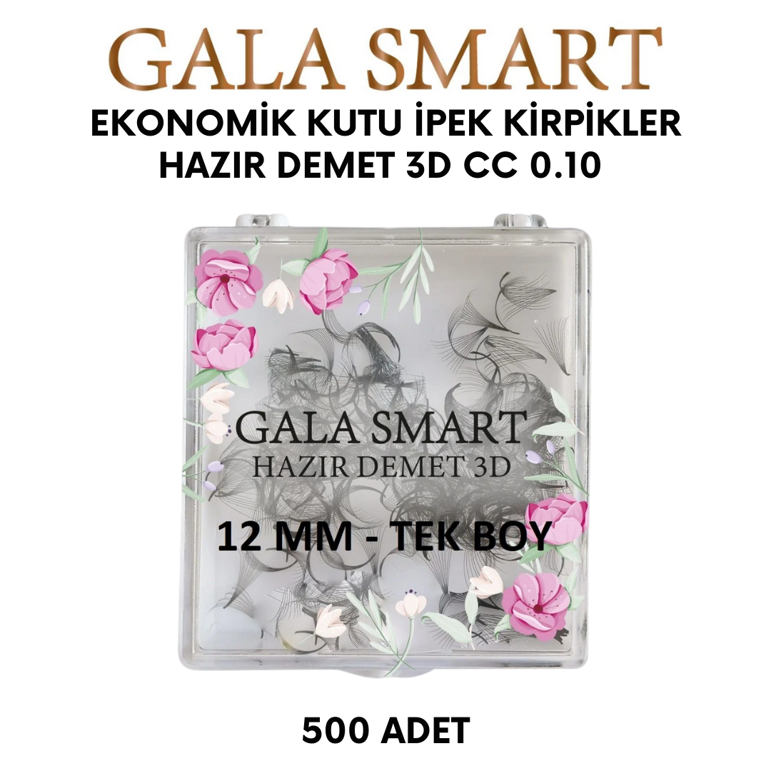 Hazır Demet Kirpik - 3D CC Kıvrım, 0.10 Kalınlık, 12mm Tek Boy resmi