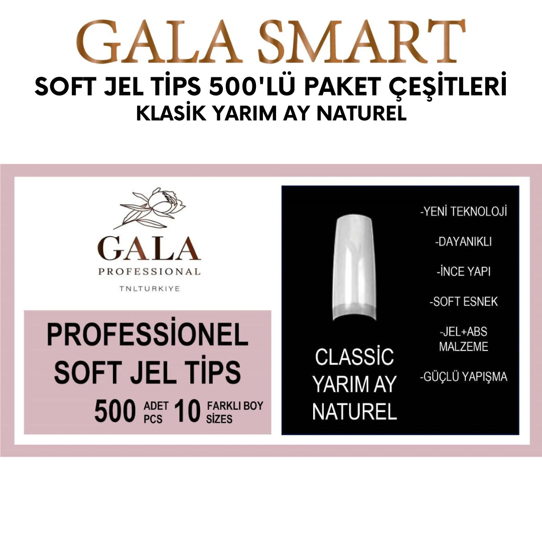 Soft Jel Tips 500'lü Paket - Klasik Yarım Ay Naturel resmi