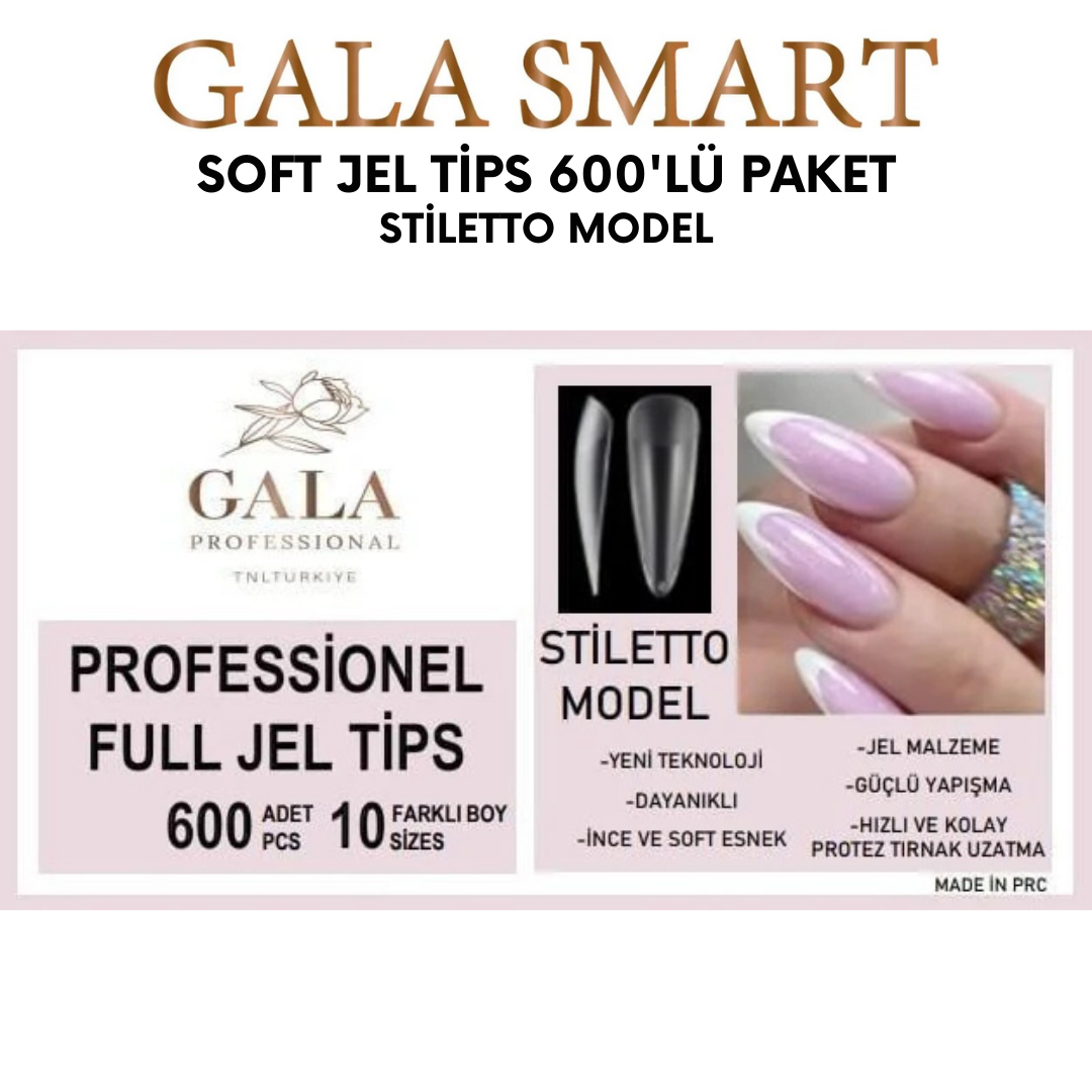 Soft Jel Tips 600'lü Paket - Stiletto Model resmi
