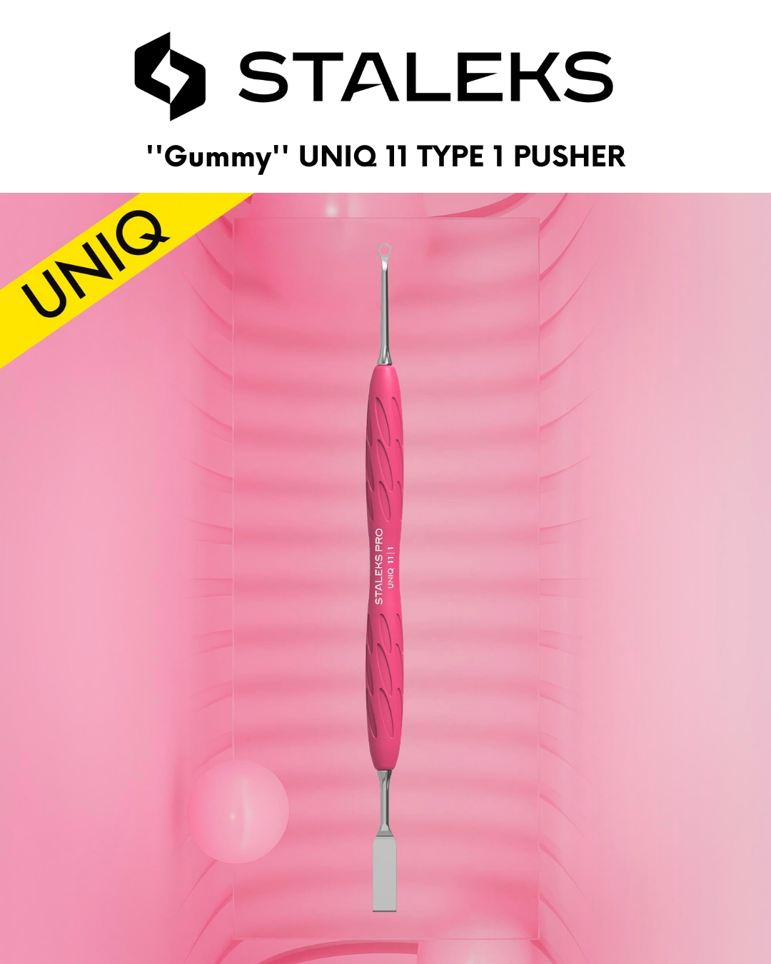 ''Gummy'' UNIQ 11 TYPE 1 Silikon Saplı Tırnak Eti İtici (Dar Düz İtici + Halka) resmi