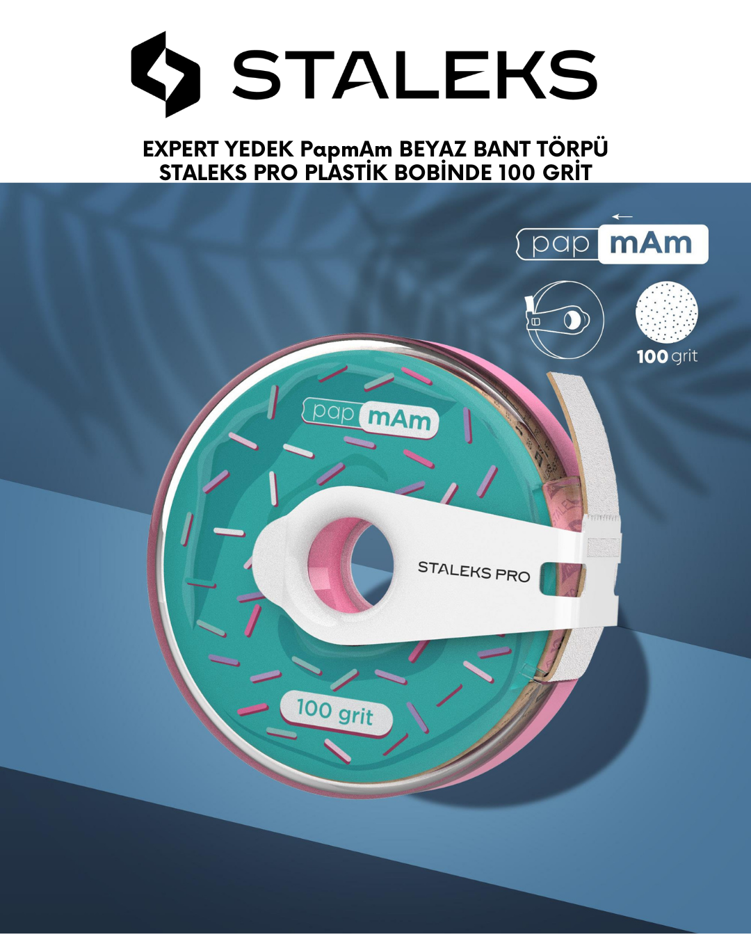 EXPERT Yedek PapmAm Beyaz Bant Törpü, STALEKS PRO Plastik Bobinde, 100 Grit resmi