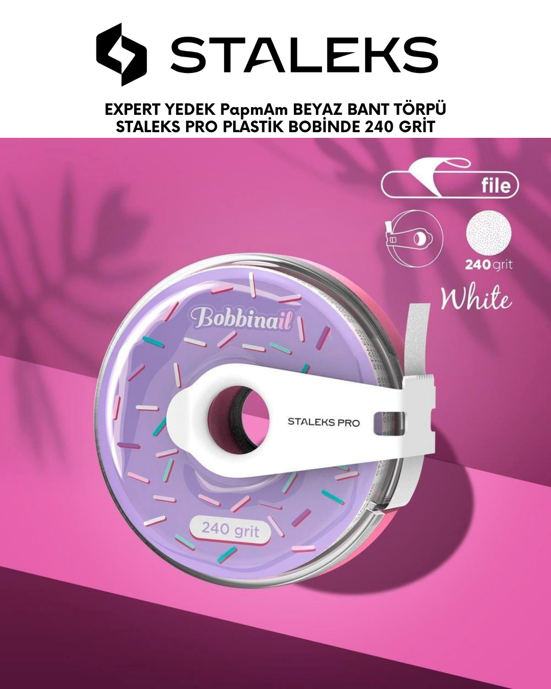 EXPERT Yedek PapmAm Beyaz Bant Törpü, STALEKS PRO Plastik Bobinde, 240 Grit resmi