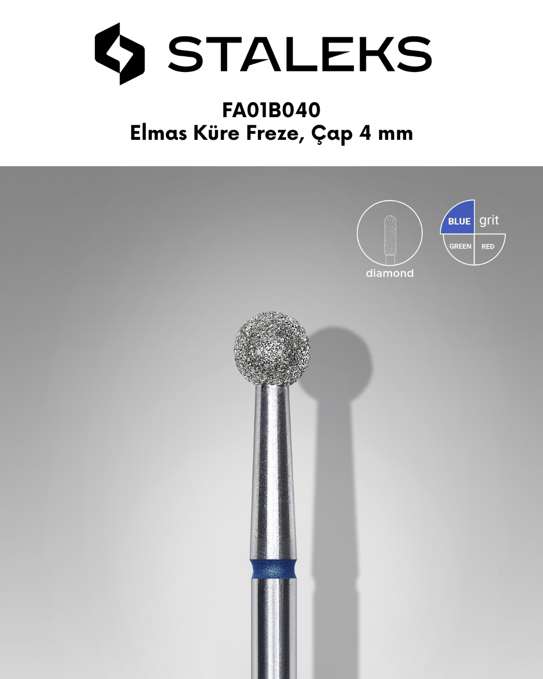 Elmas Küre Freze, Mavi, Çap 4 mm resmi