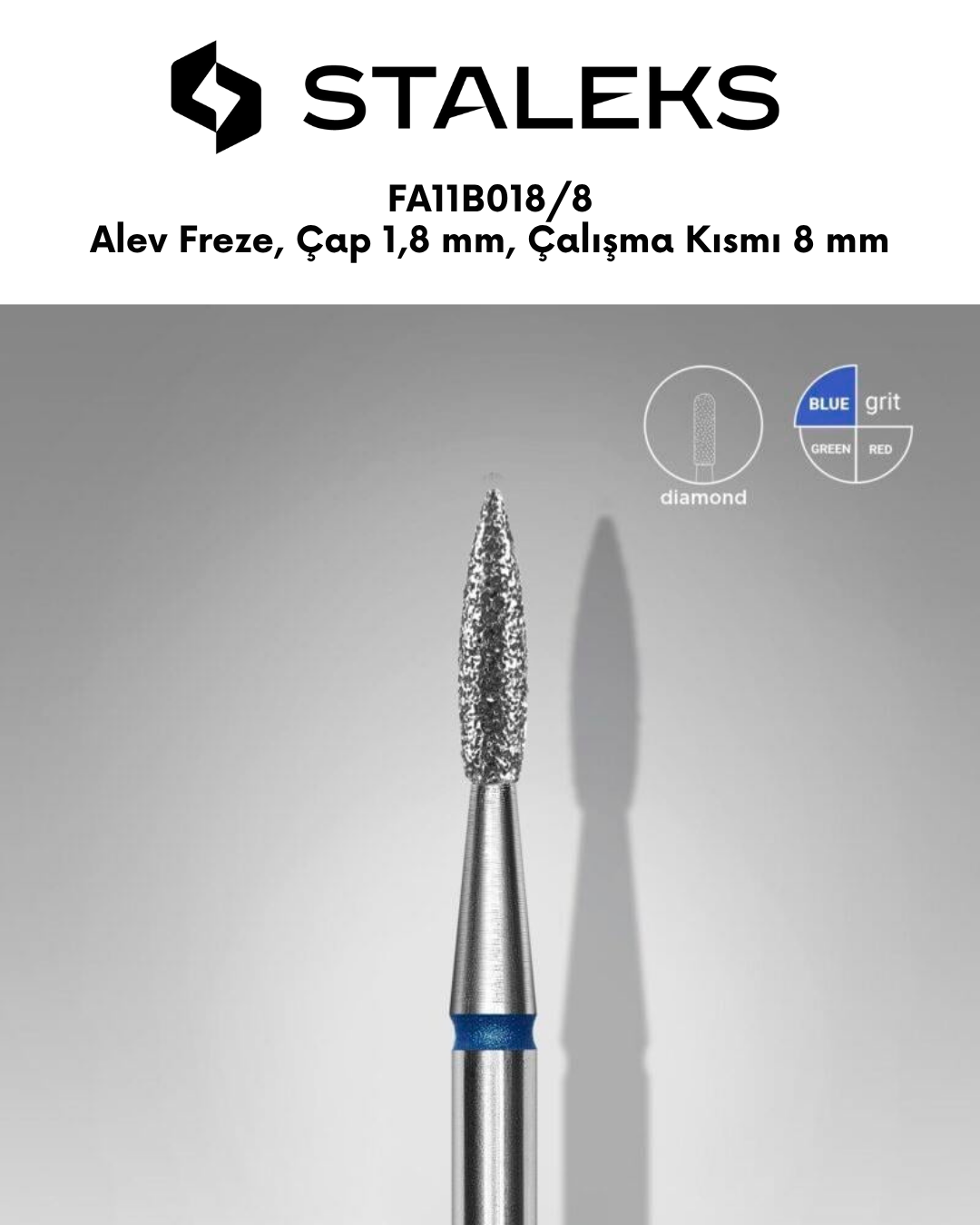 Elmas Sivri Alev Freze EXPERT, Mavi, Çap 1,8 mm, Çalışma Kısmı 8 mm resmi