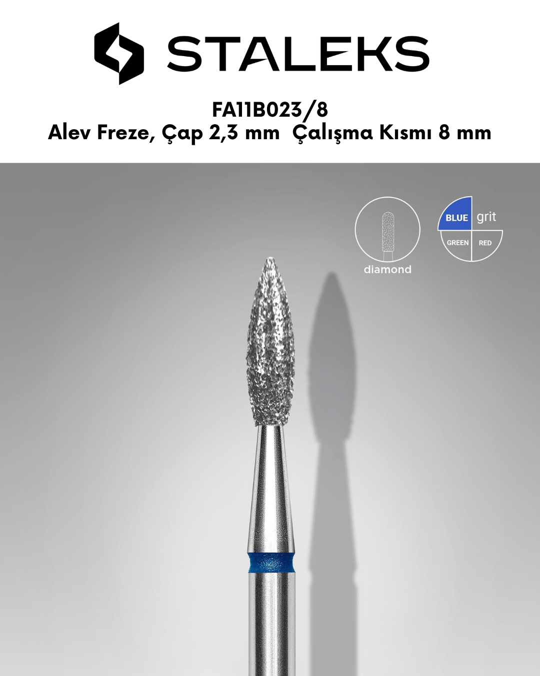 EXPERT elmas sivri alev freze ,mavi , çap 2,3 mm / çalışma kısmı 8 mm resmi