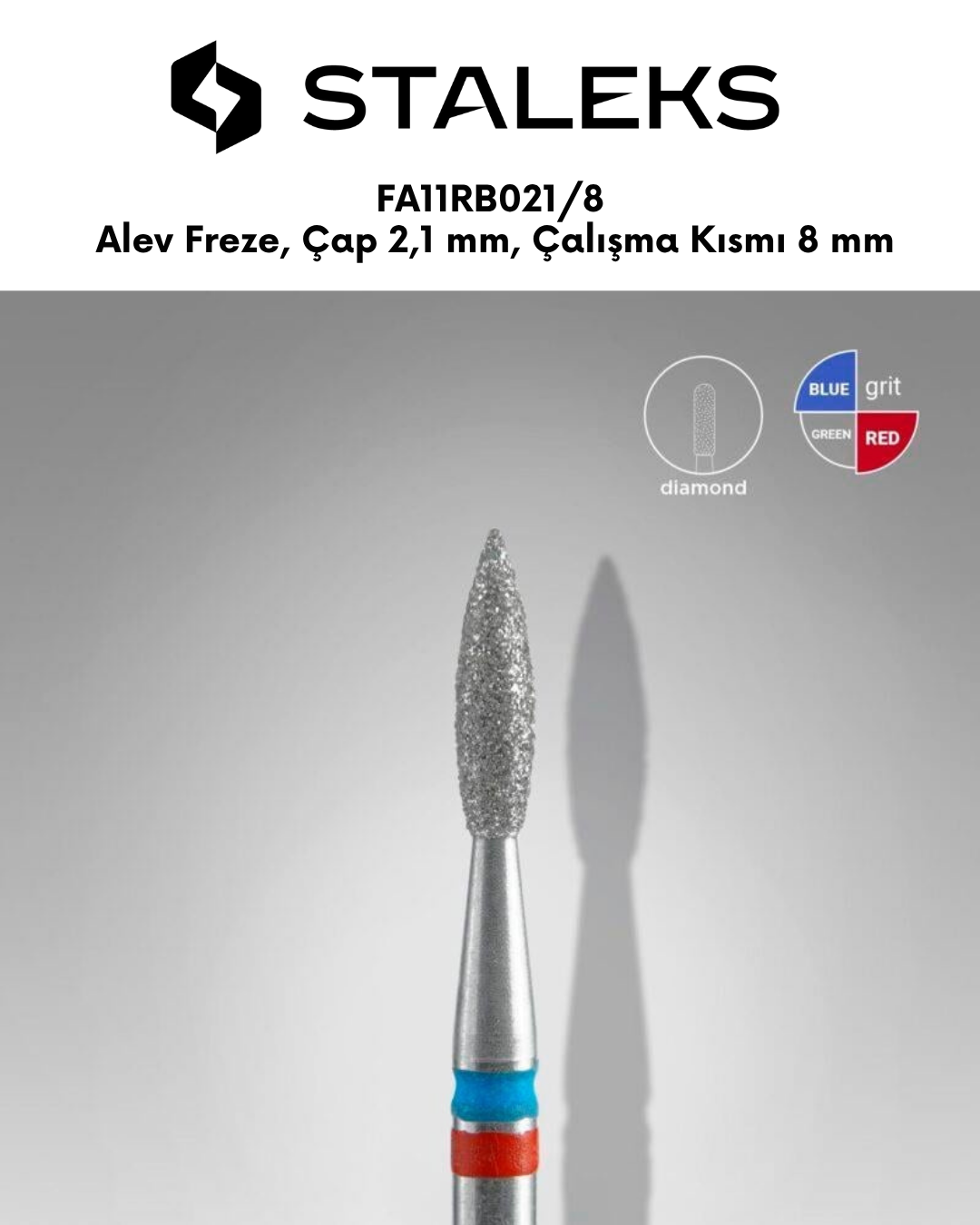 Elmas Sivri Alev Freze EXPERT DUO, Kırmızı-mavi, Çap 2,1 mm, Çalışma Kısmı 8 mm resmi