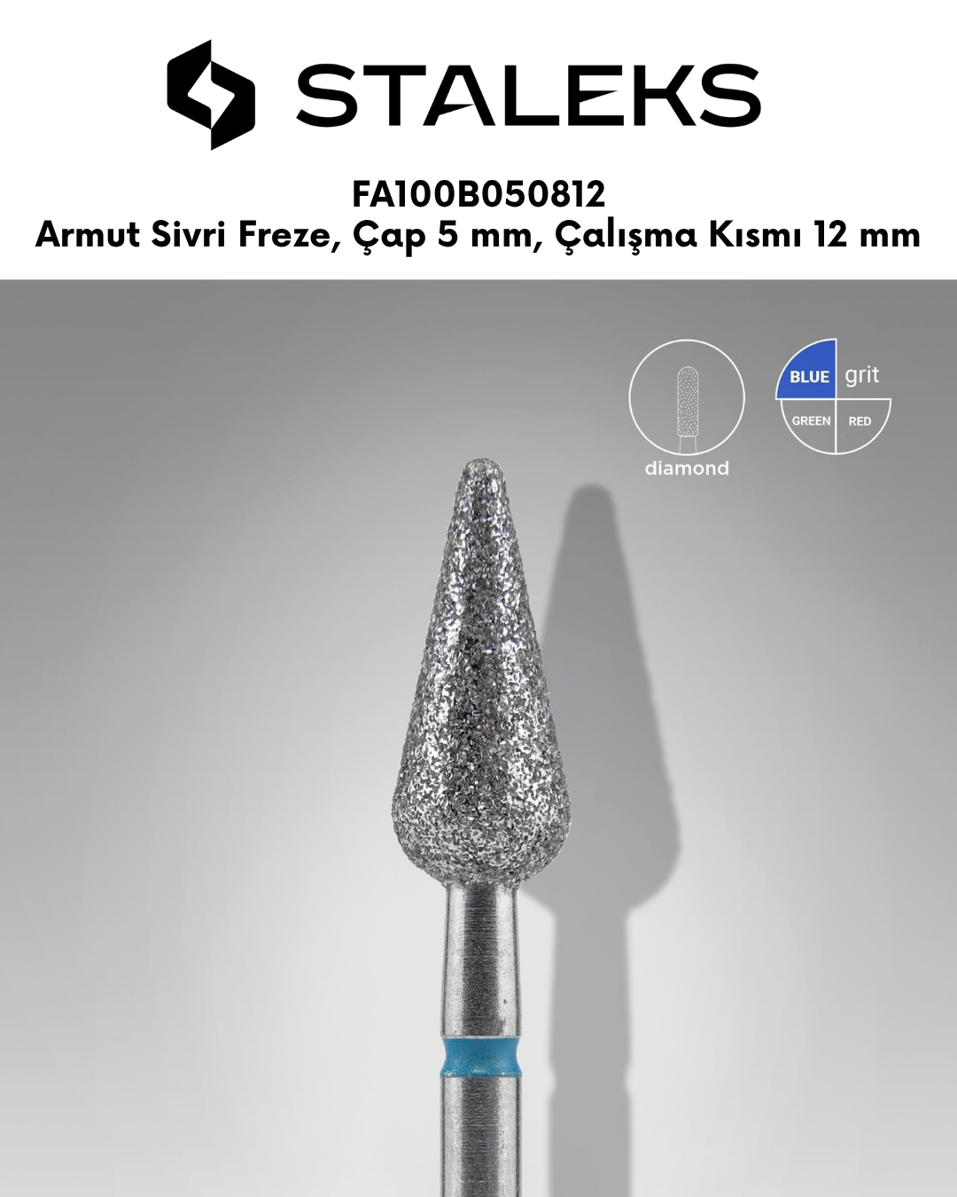 Elmas Armut sivri Freze EXPERT, Mavi, Çap 5 mm, Çalışma Kısmı 12 mm resmi