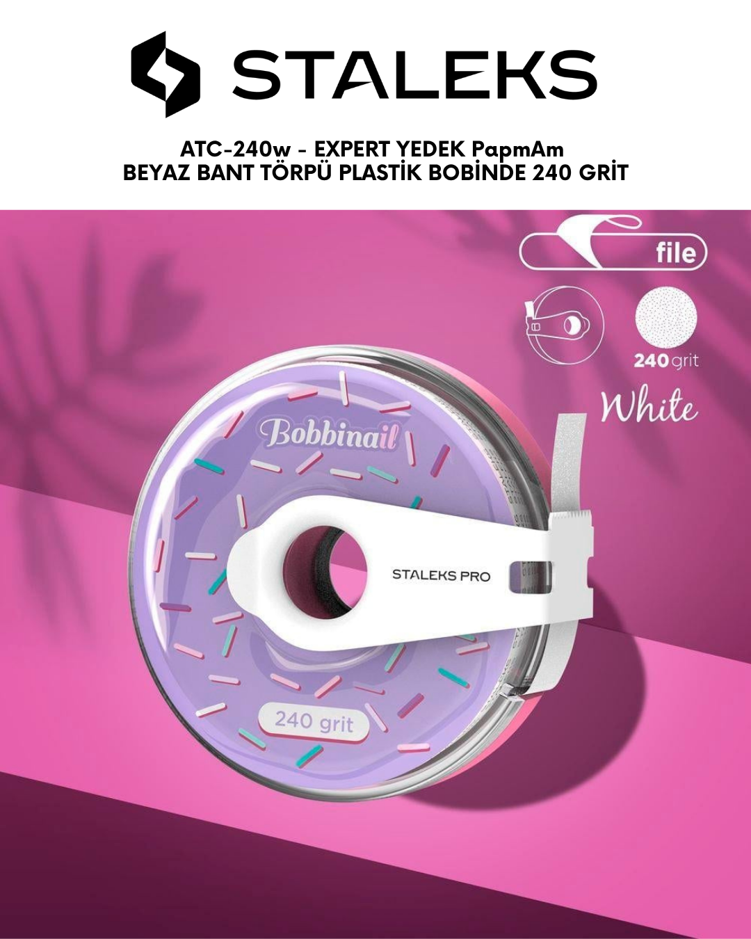 EXPERT Yedek PapmAm Beyaz Bant Törpü, STALEKS PRO Plastik Bobinde, 240 Grit resmi