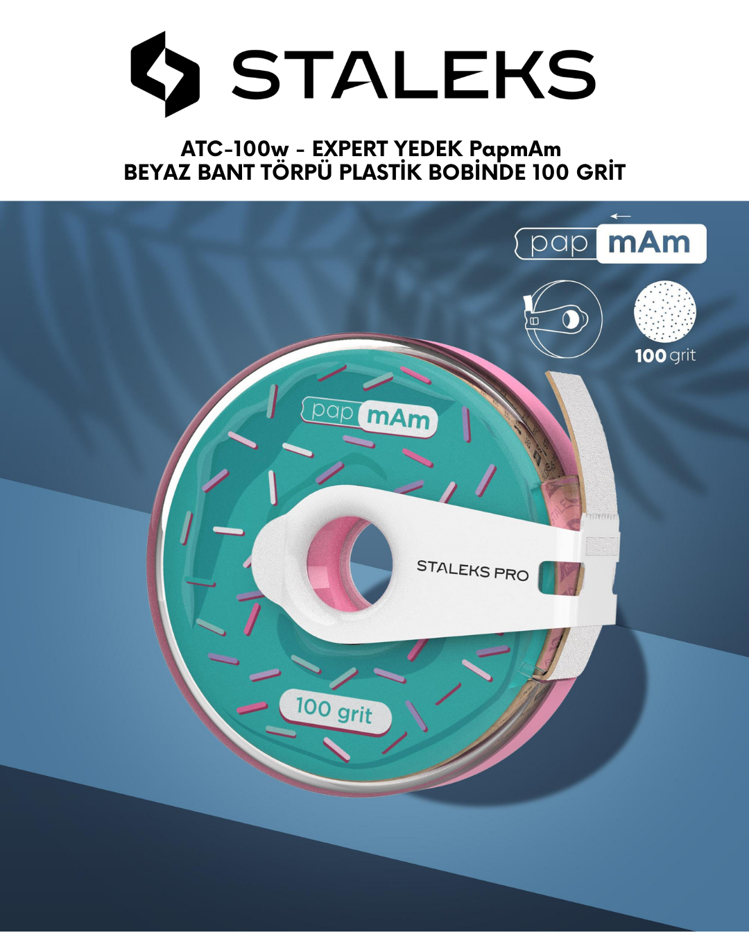 EXPERT Yedek PapmAm Beyaz Bant Törpü, STALEKS PRO Plastik Bobinde, 100 Grit resmi