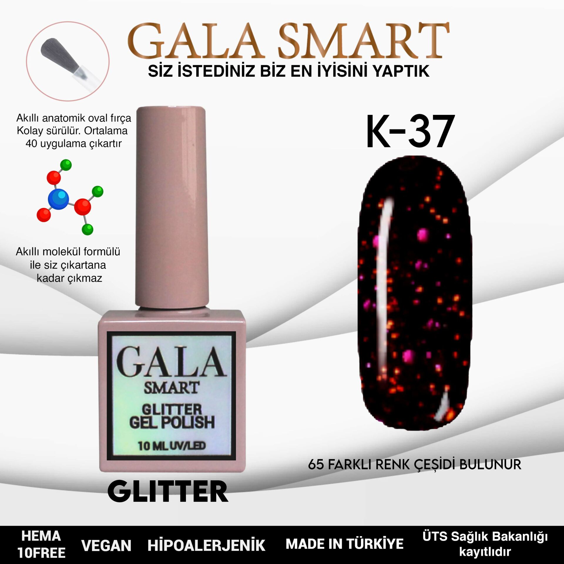 Glitter Gel Polish No: K37 resmi