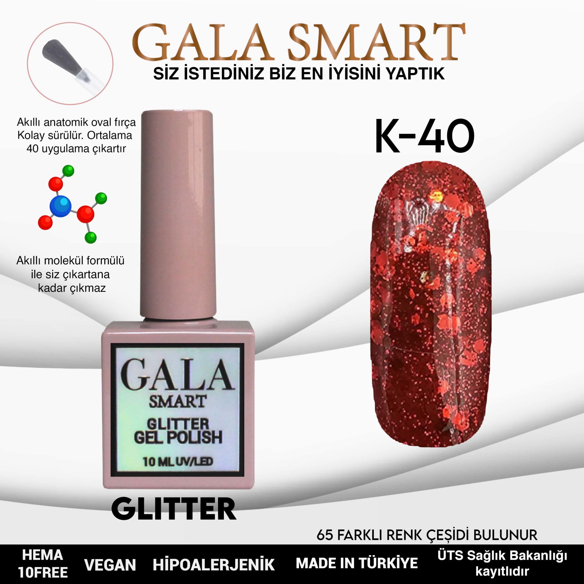 Glitter Gel Polish No: K40 resmi