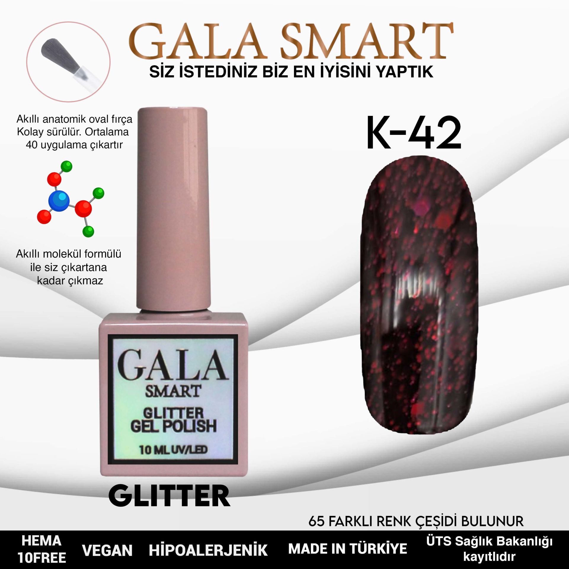 Glitter Gel Polish No: K42 resmi