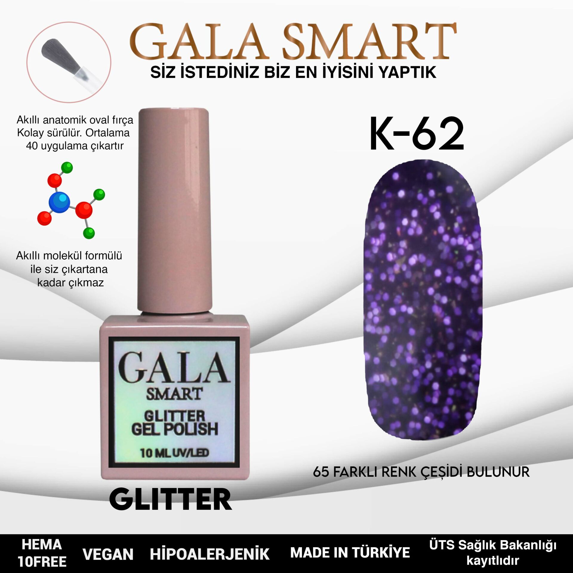 Glitter Gel Polish No: K62 resmi