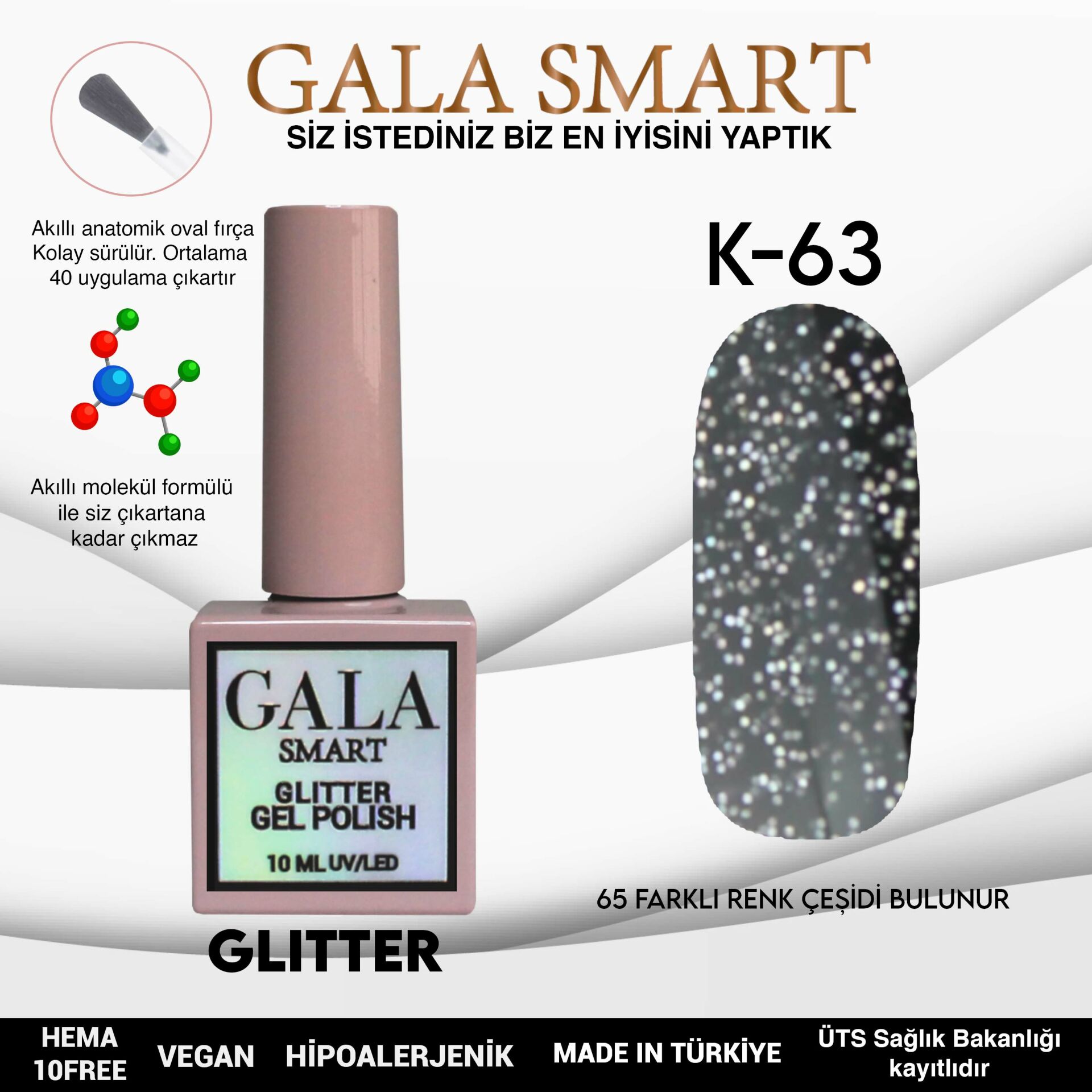 Glitter Gel Polish No: K63 resmi