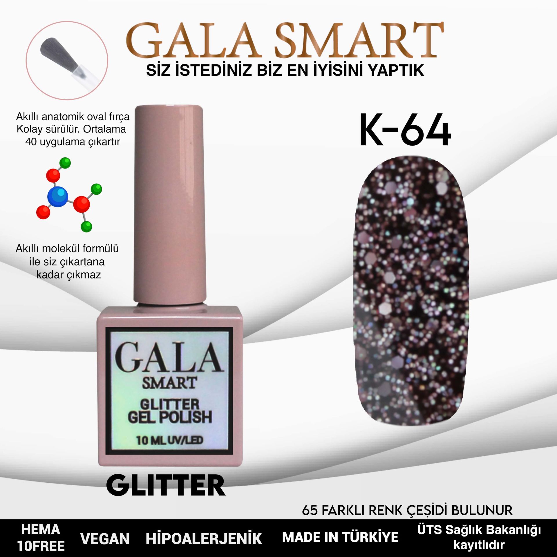 Glitter Gel Polish No: K64 resmi