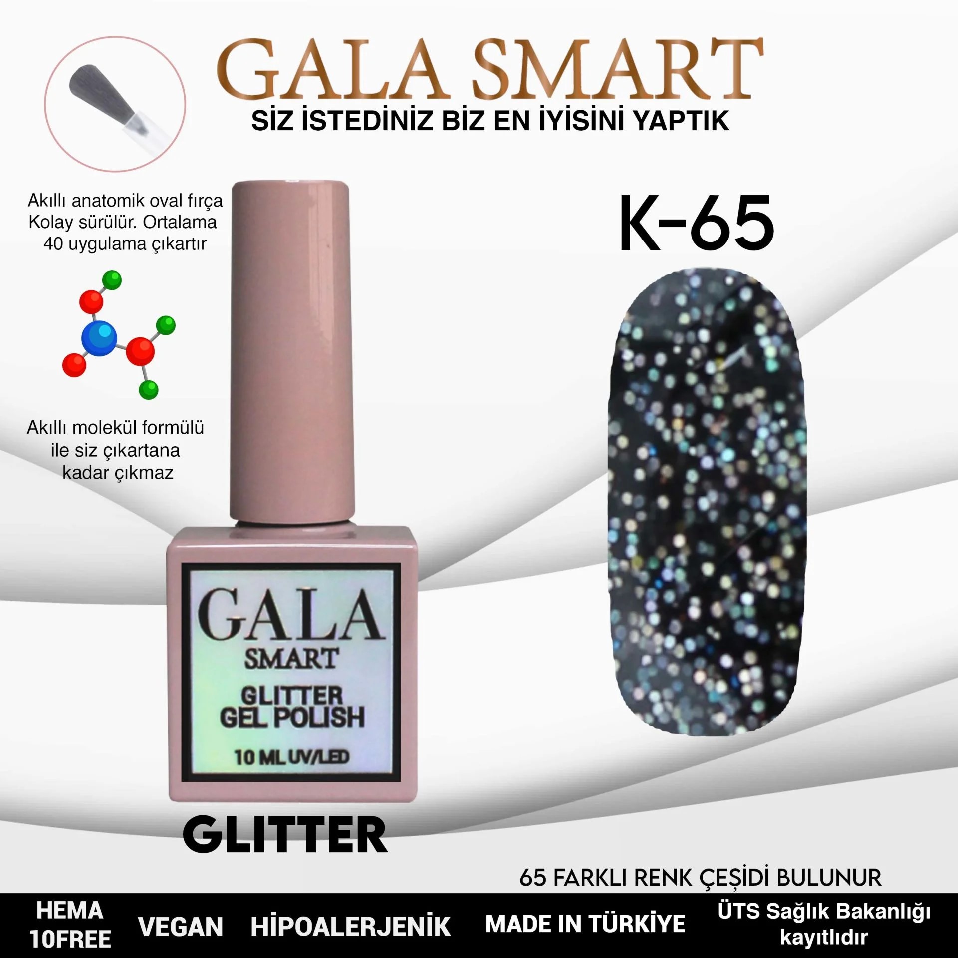 Glitter Gel Polish No: K65 resmi