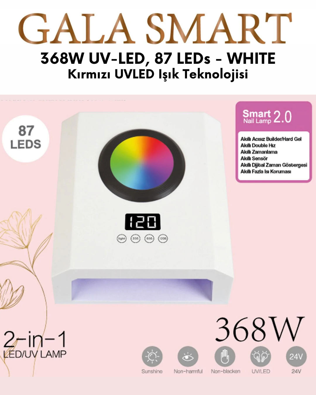 368W UV-LED, 87 LEDs - White resmi