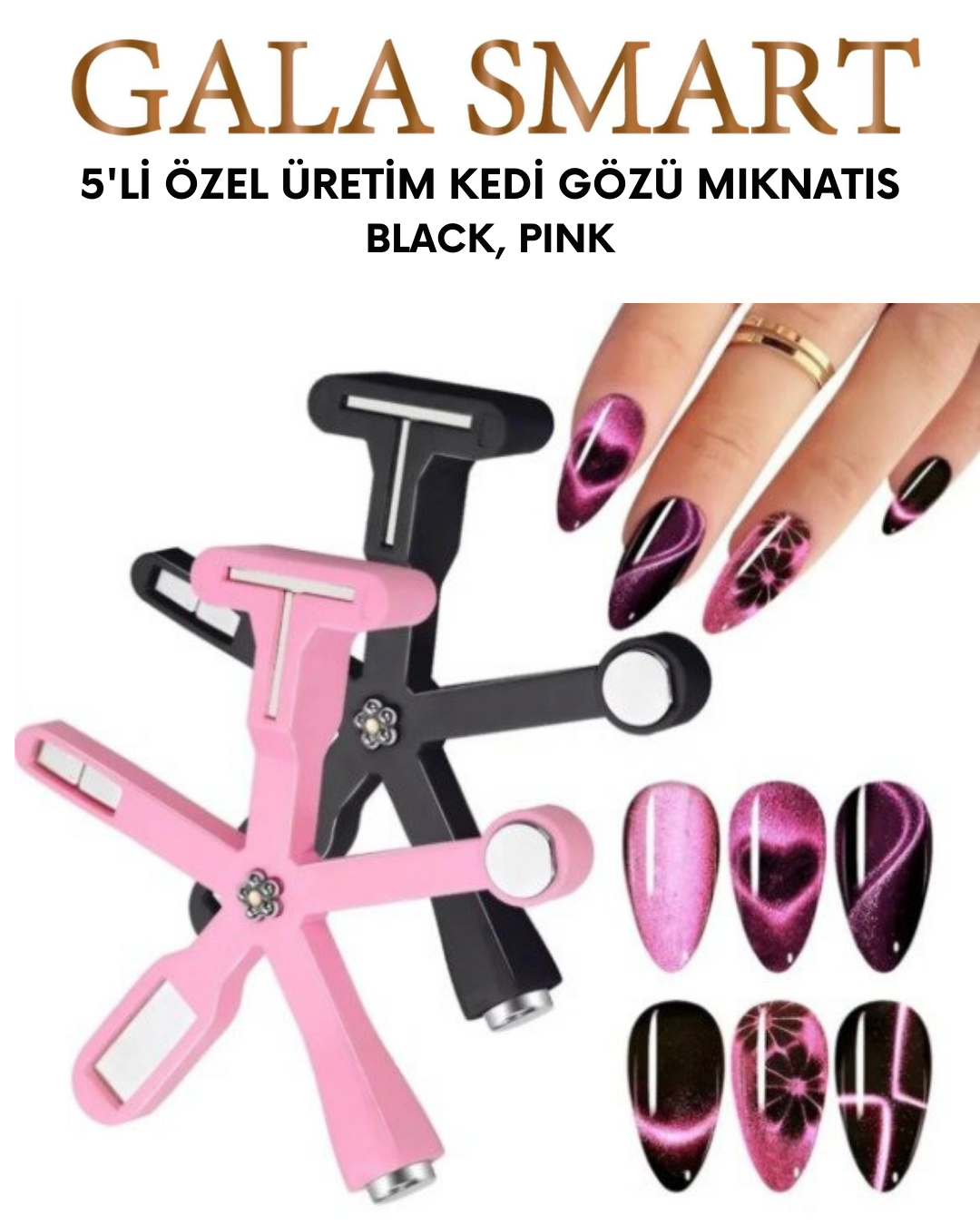Mıknatıs - 5'li Özel Üretim Kedi Gözü, Pink resmi