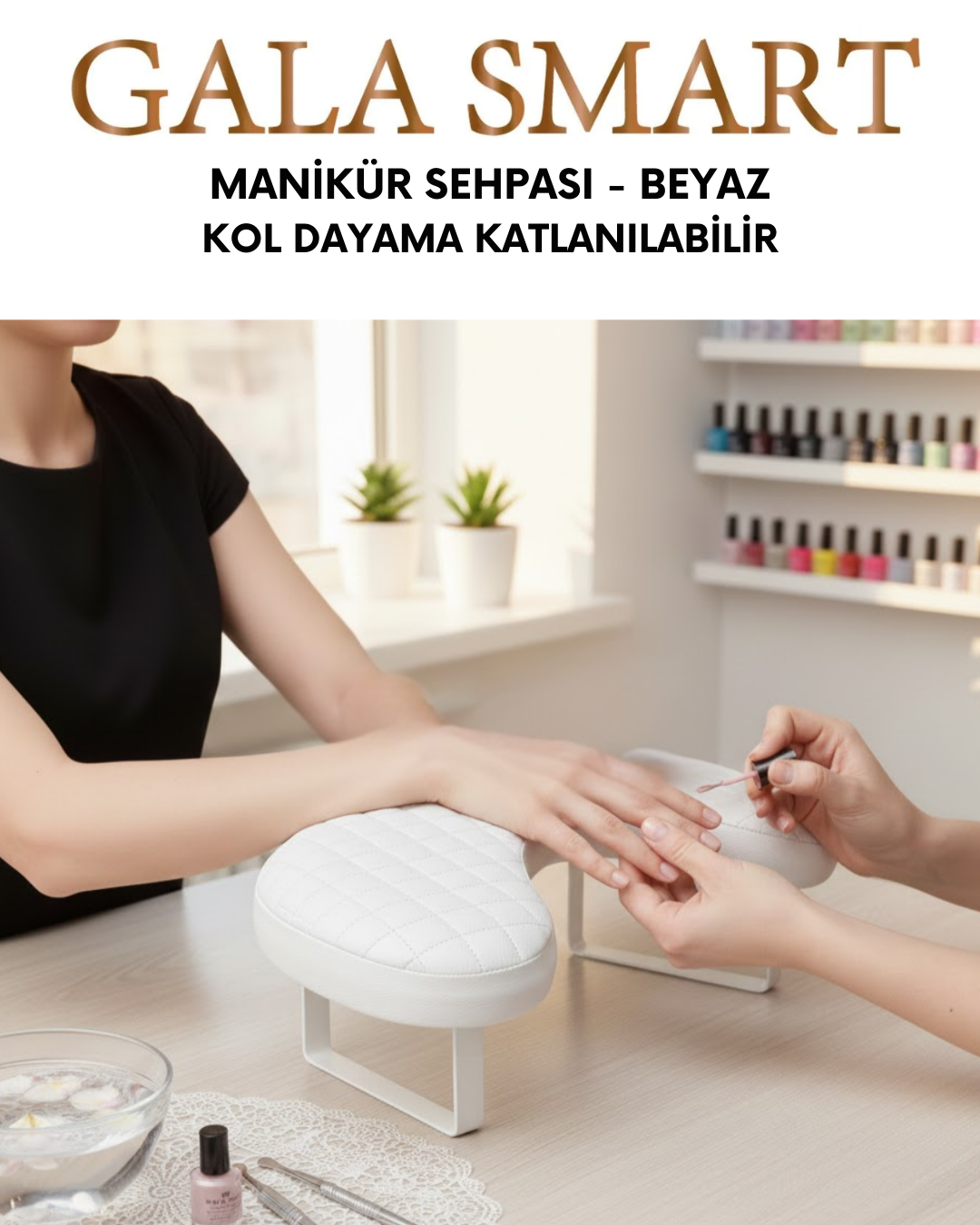 Manikür Sehpası Kol Dayama Katlanabilir - Beyaz resmi