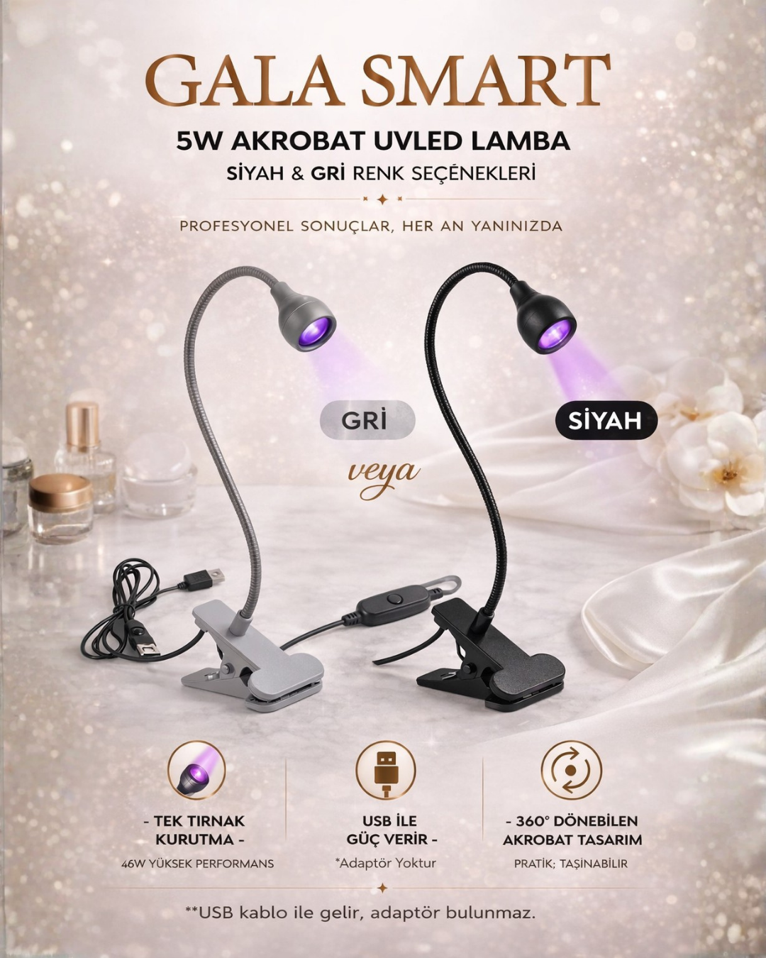 Clip on UV Lamp 5W - Black resmi