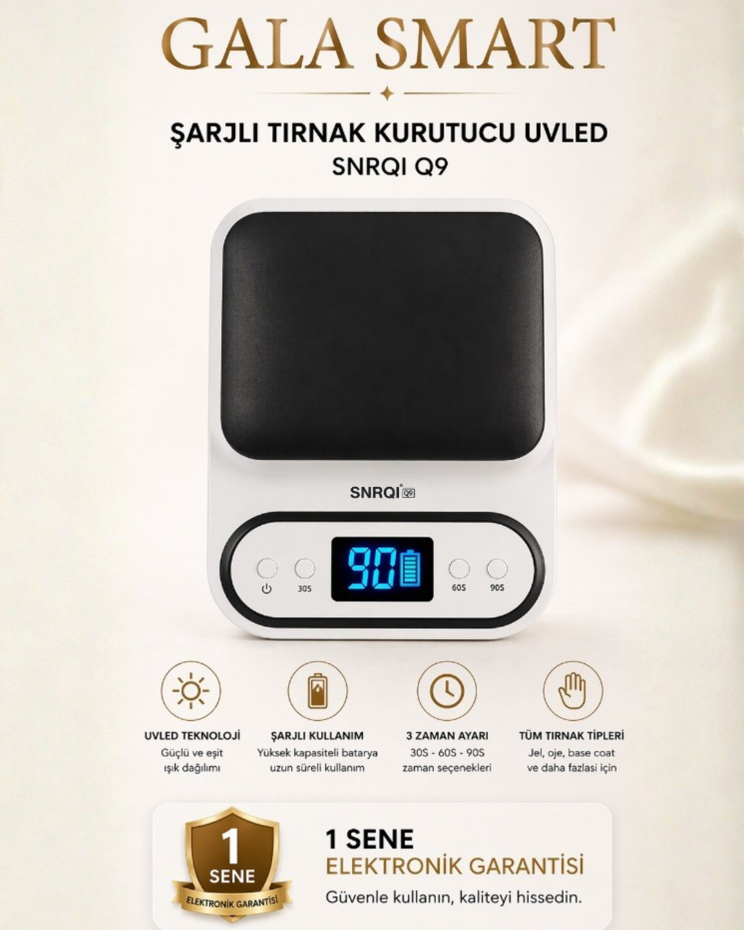 Snrqi Şarjlı Tırnak Kurutucu UVLED Q9 resmi