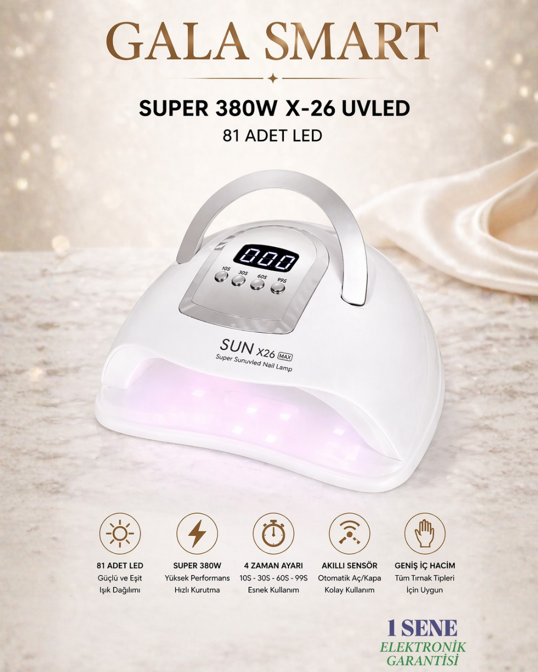 Super 380W, X-26 UV-LED, 81 LEDs - Beyaz resmi