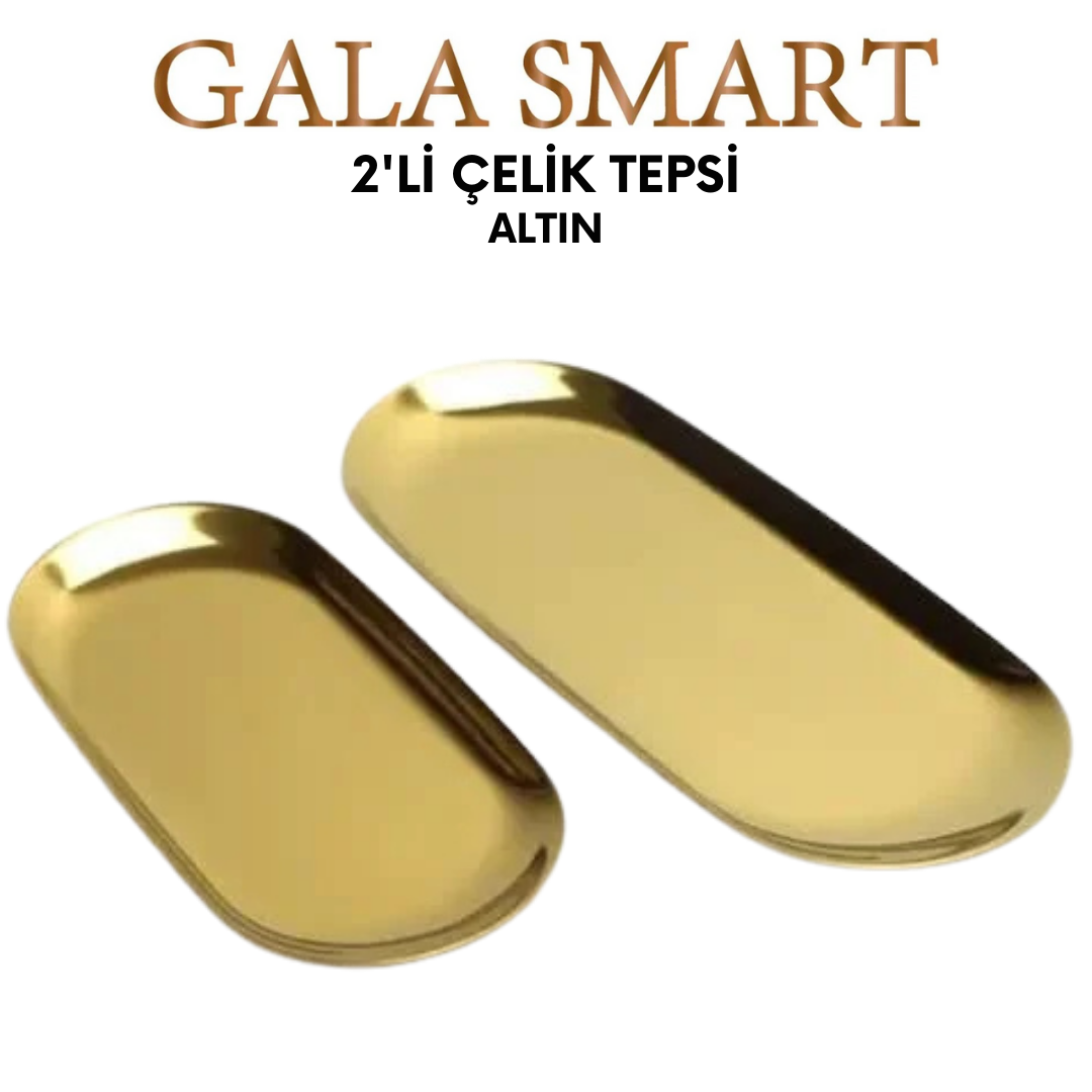 2'li Çelik Alet Tepsisi - Altın resmi