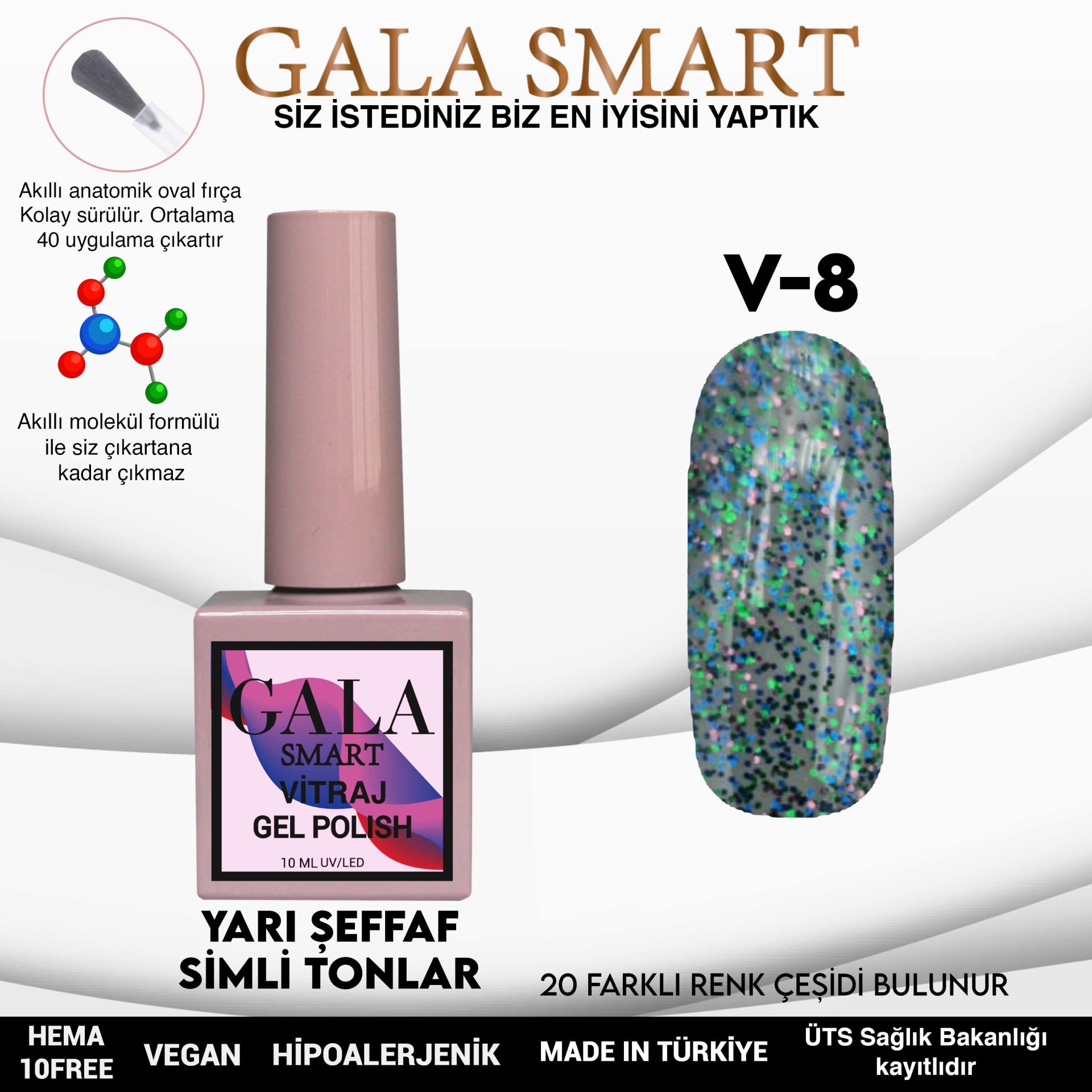 Vitraj Gel Polish No: V08 resmi