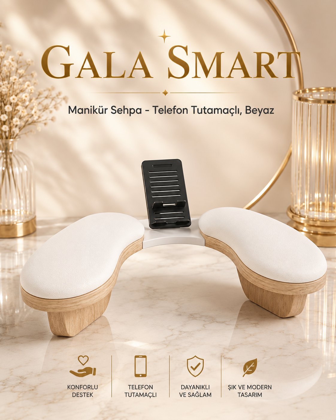 Manikür Sehpa - Telefon Tutamaçlı, Beyaz resmi
