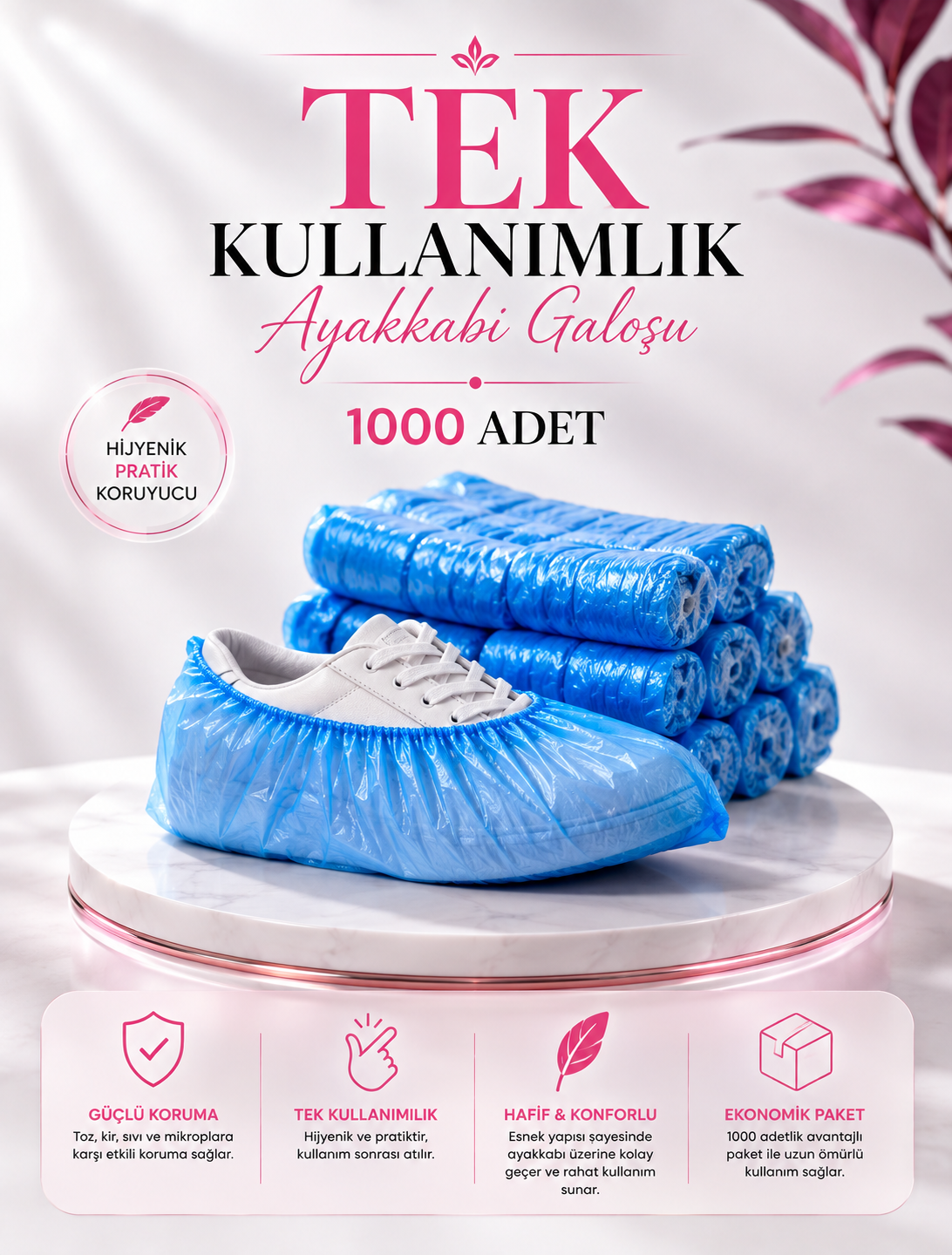 Tek Kullanımlık Ayakkabı Galoşu, 1000 Adet resmi