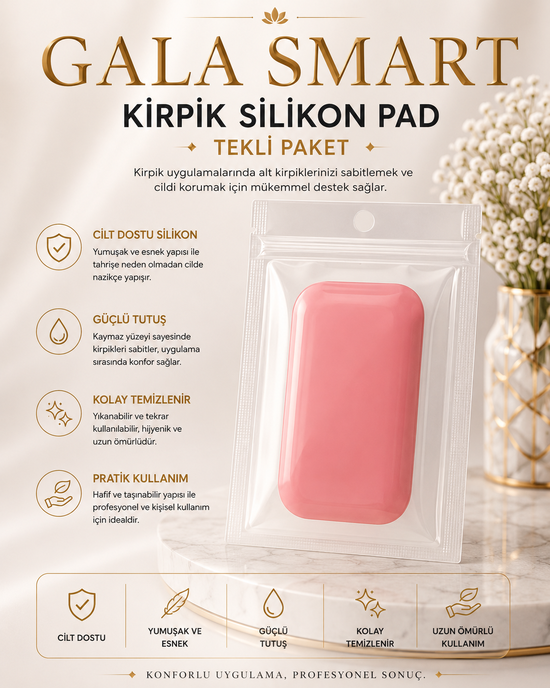Kirpik Silikon Pad - Tekli Paket resmi
