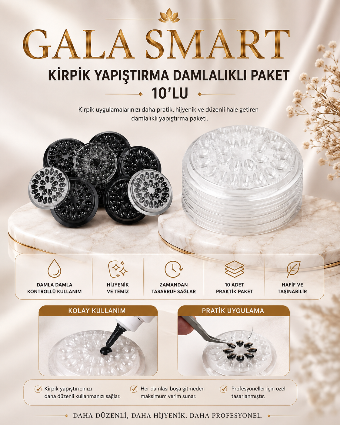 Kirpik Yapıştırma Damlalıklı Paket 10'lu resmi