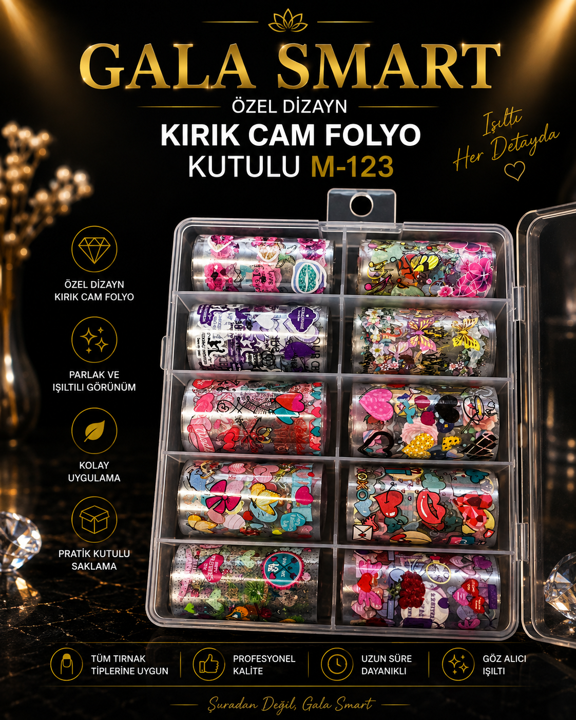 Özel Dizayn Kırık Cam Folyo Kutulu M-123 resmi