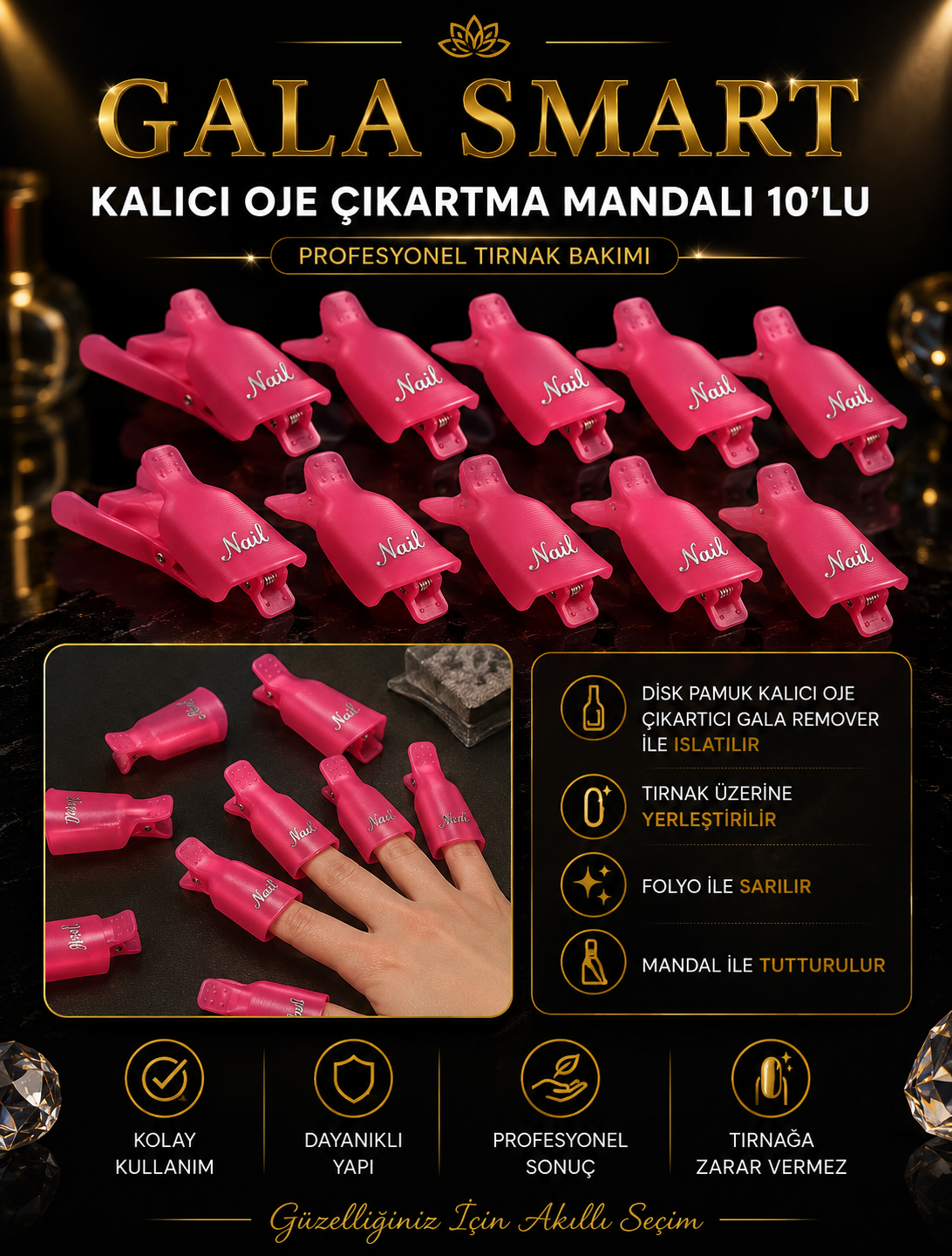 Kalıcı Oje Çıkartma Mandalı 10'lu resmi