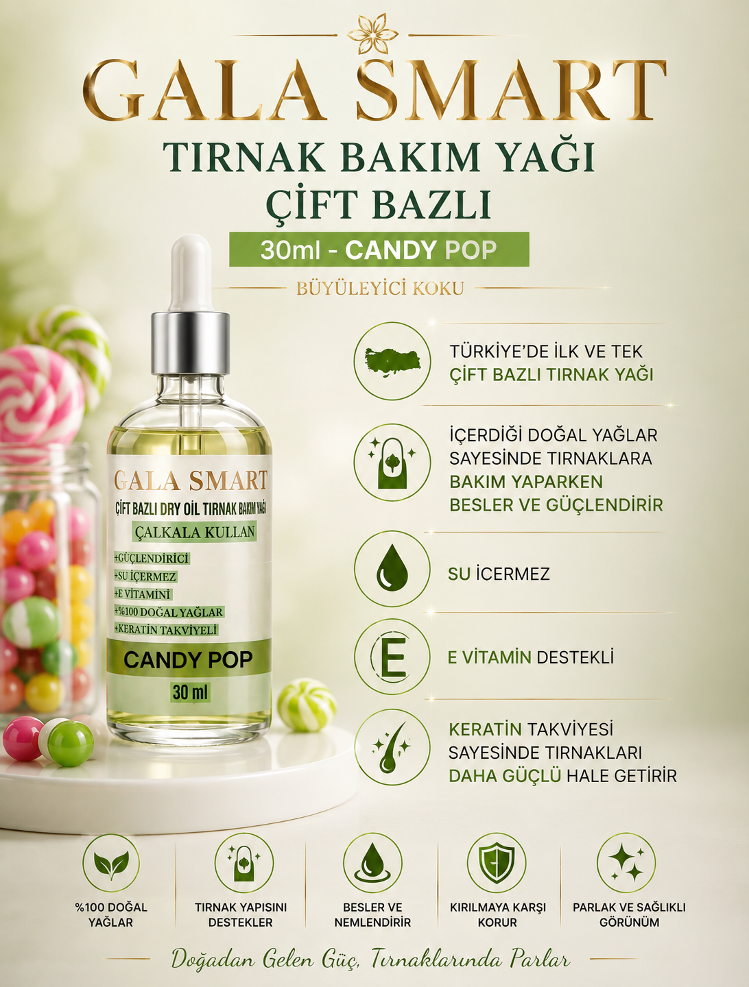 Tırnak Bakım Yağı Çift Bazlı 30ml - Candy Pop resmi
