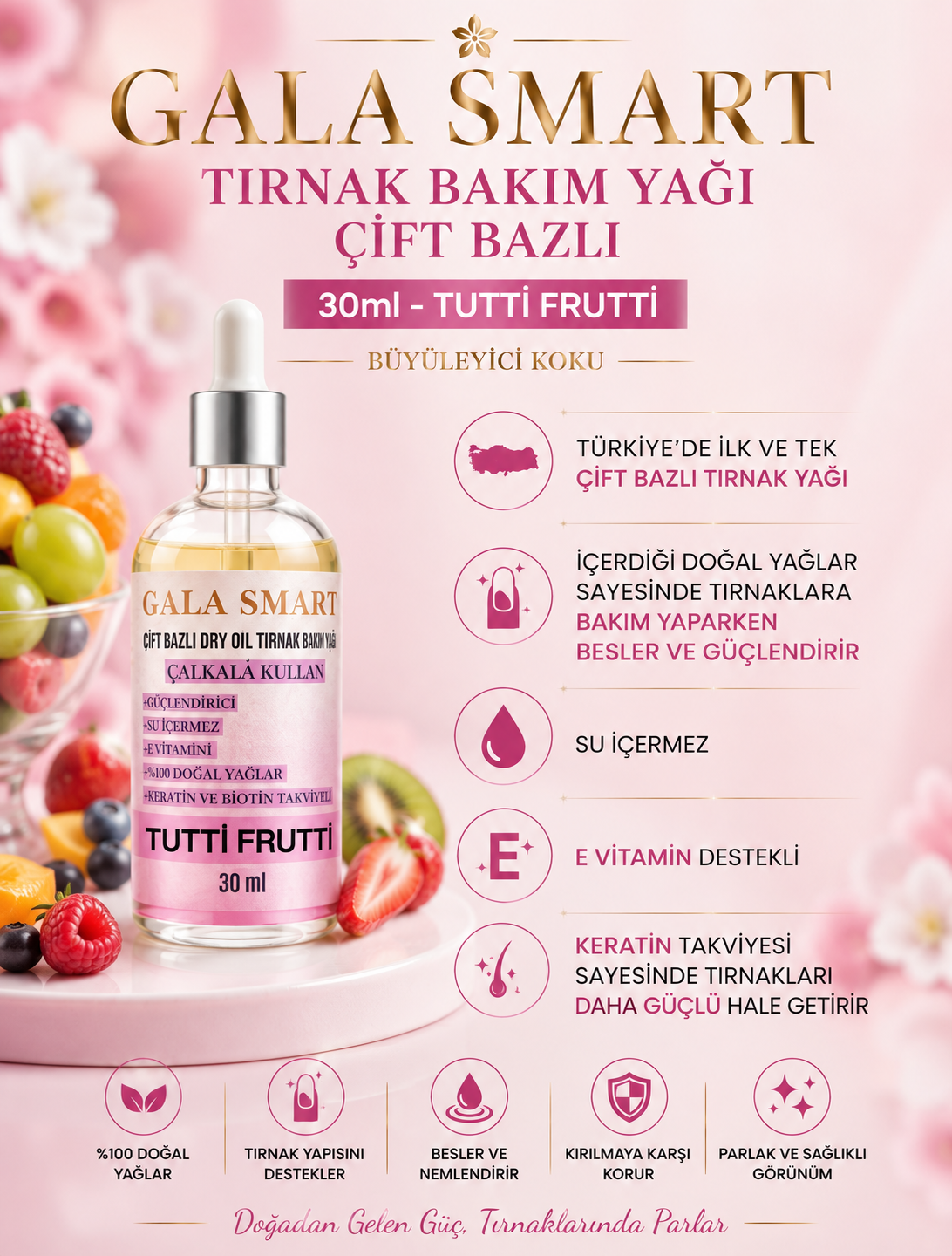 Tırnak Bakım Yağı Çift Bazlı 30ml - Tutti Frutti resmi