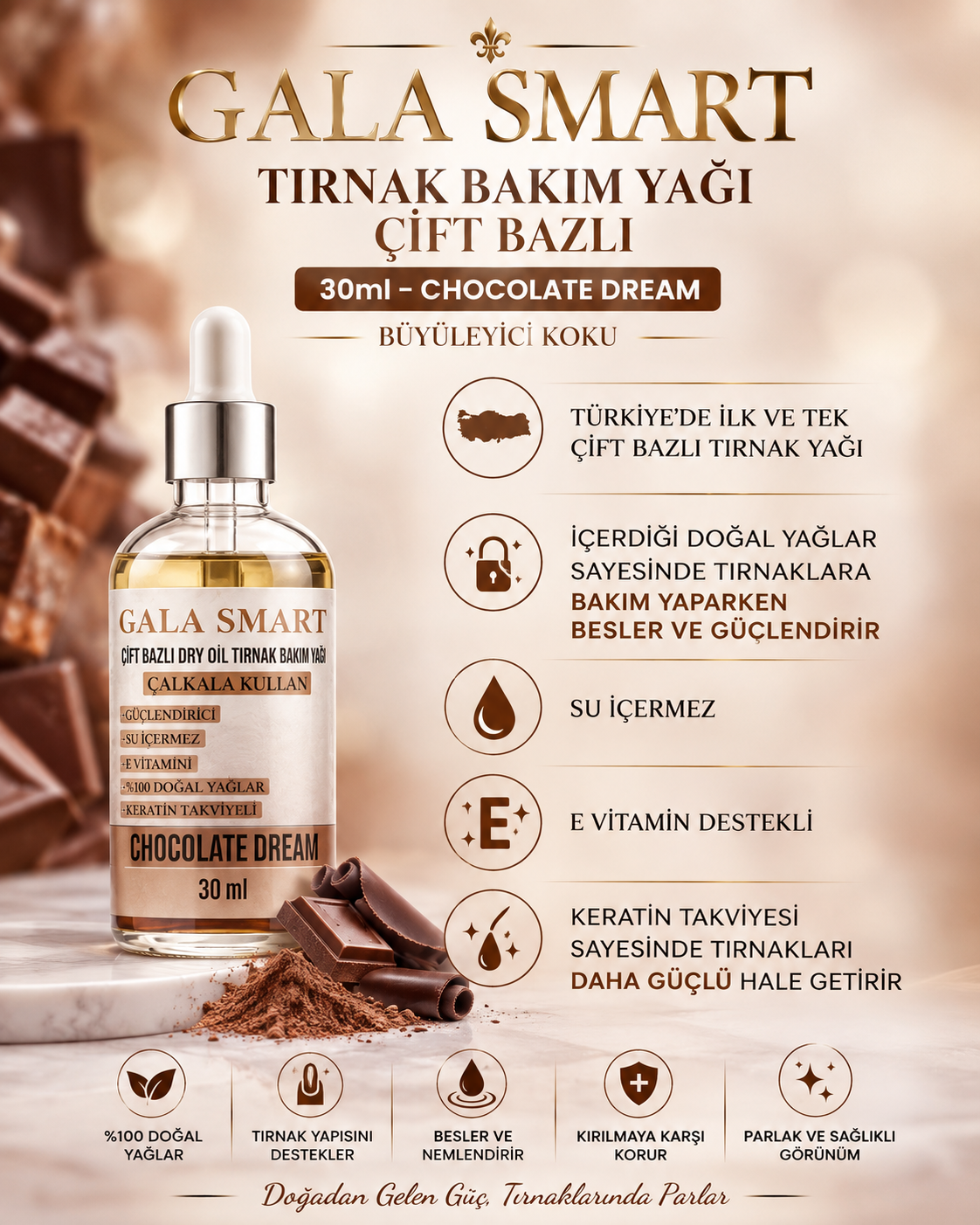 Tırnak Bakım Yağı Çift Bazlı 30ml - Chocolate Dream resmi
