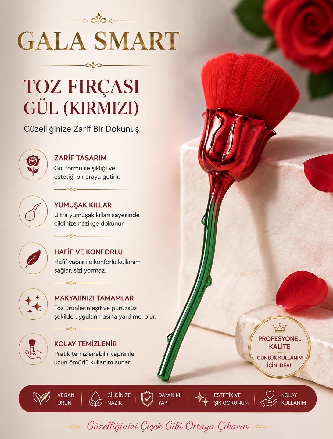 Toz Fırçası - Gül (Kırmızı) resmi
