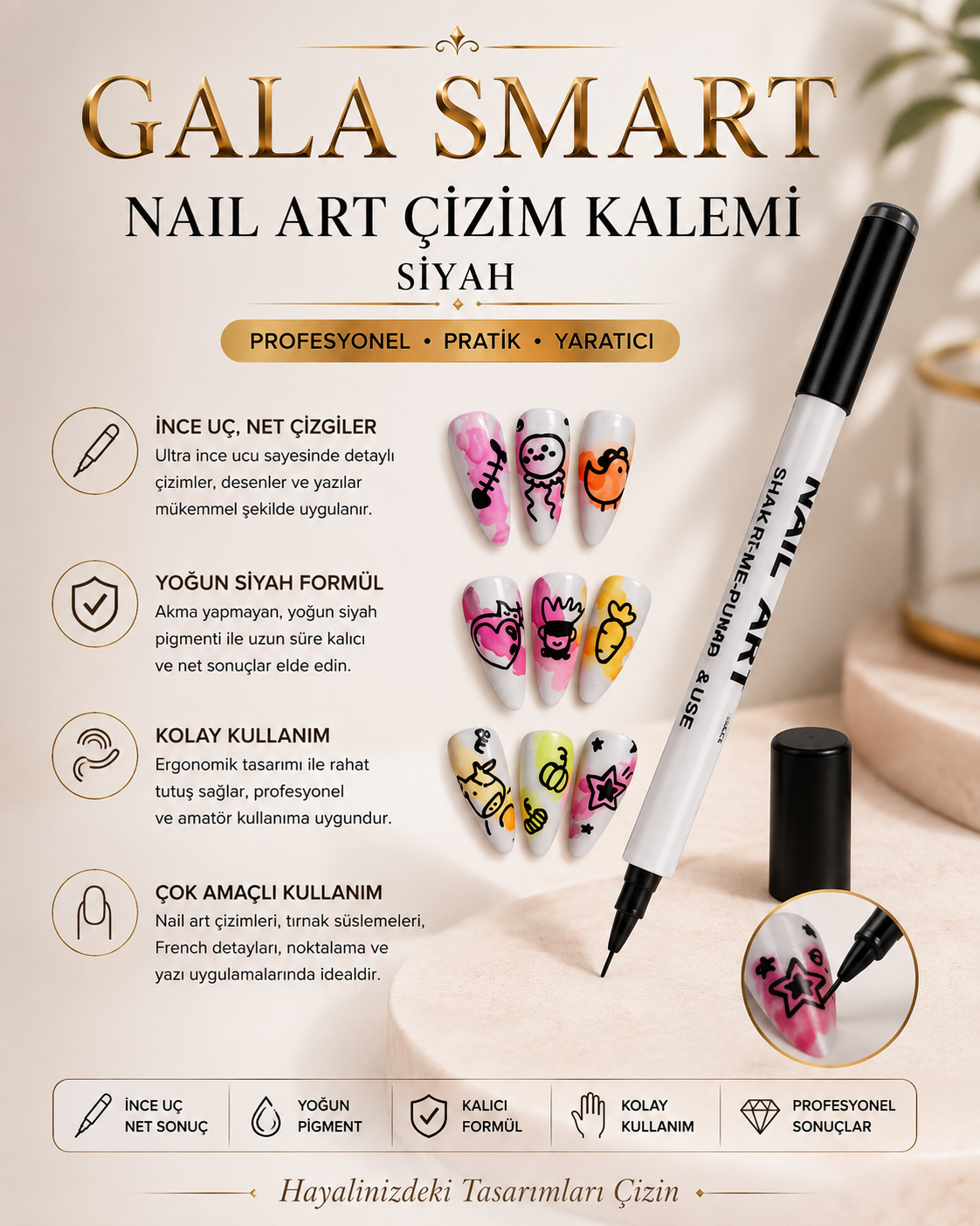 Nail Art Çizim Kalemi, Siyah resmi