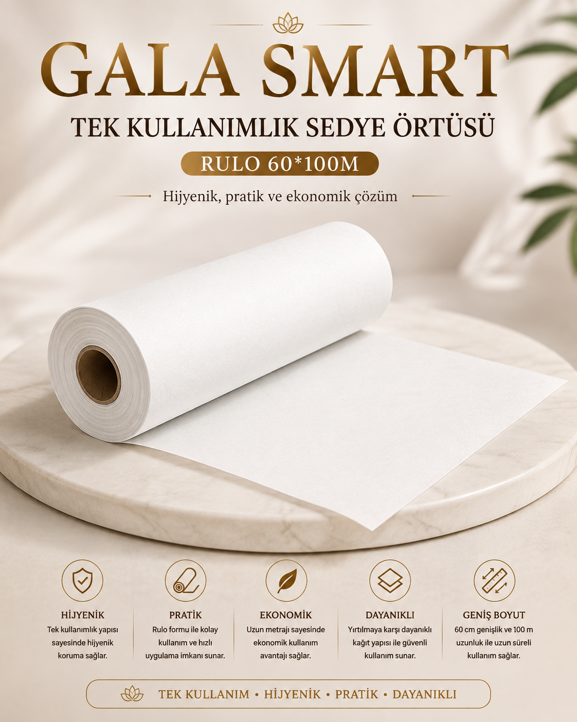Tek Kullanımlık Sedye Örtüsü, Rulo 60*100m resmi