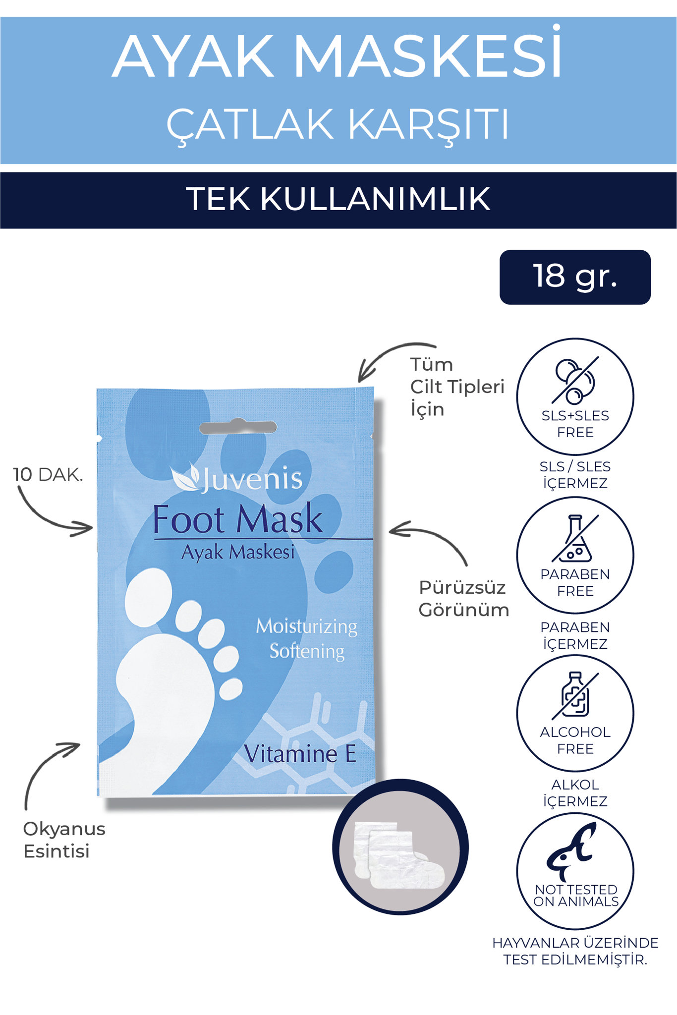 Juvenis Çatlak Karşıtı Ayak Maskesi resmi