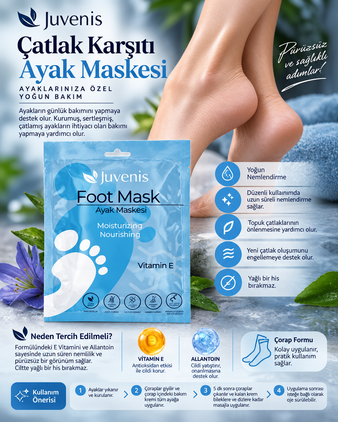 Juvenis Çatlak Karşıtı Ayak Maskesi resmi