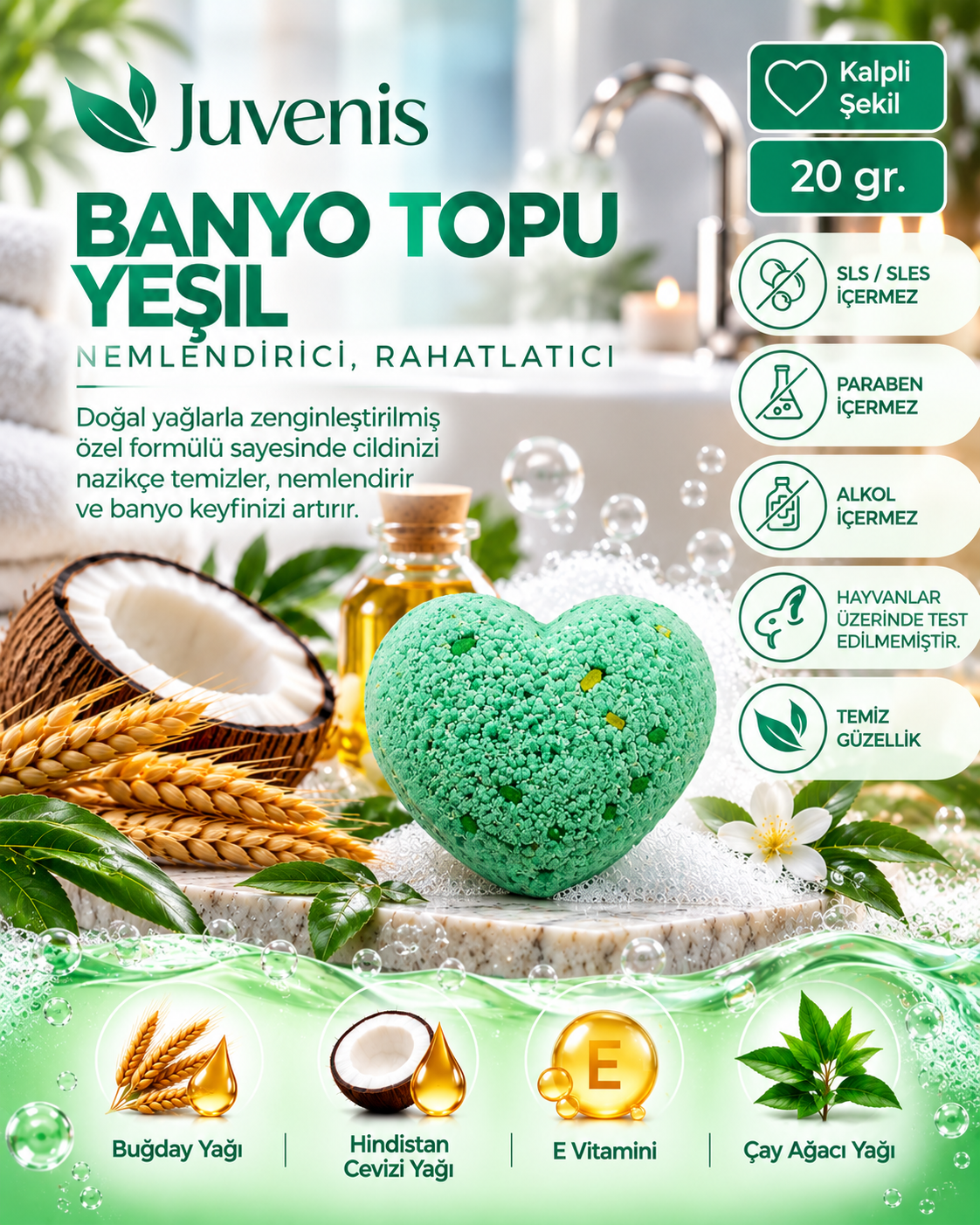 Juvenis Banyo Topu Yeşil 20 gr resmi