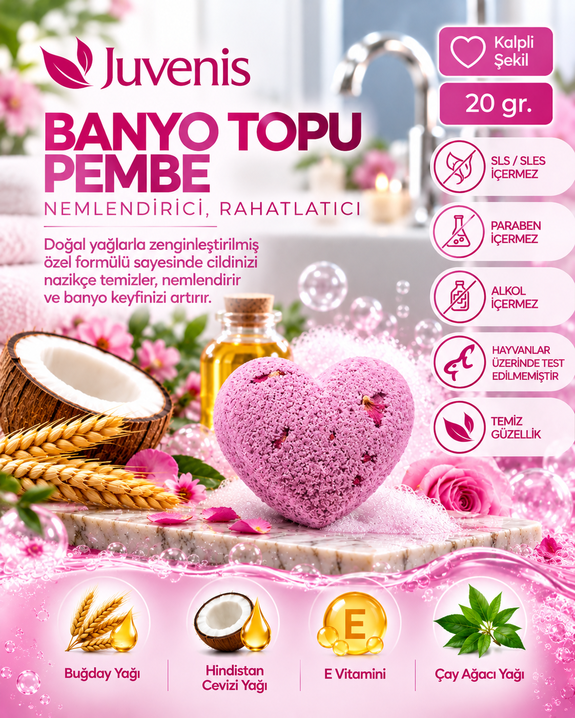 Juvenis Banyo Topu Pembe 20 gr resmi