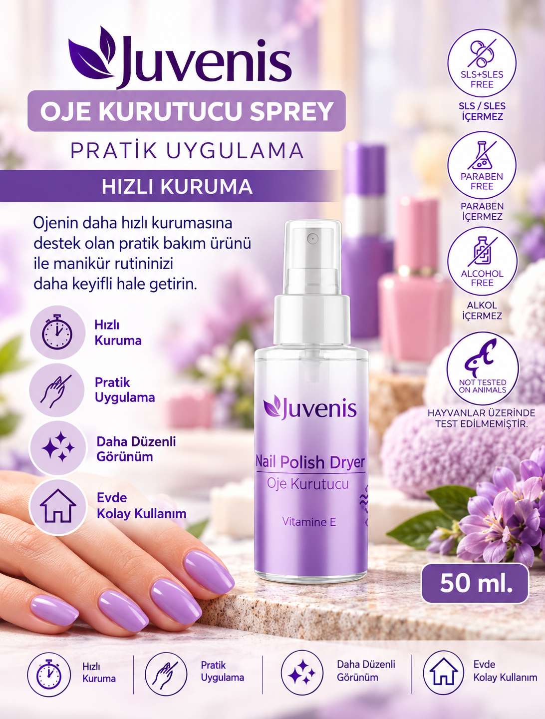 Juvenis Hızlı Oje Kurutucu Sprey 50 gr resmi