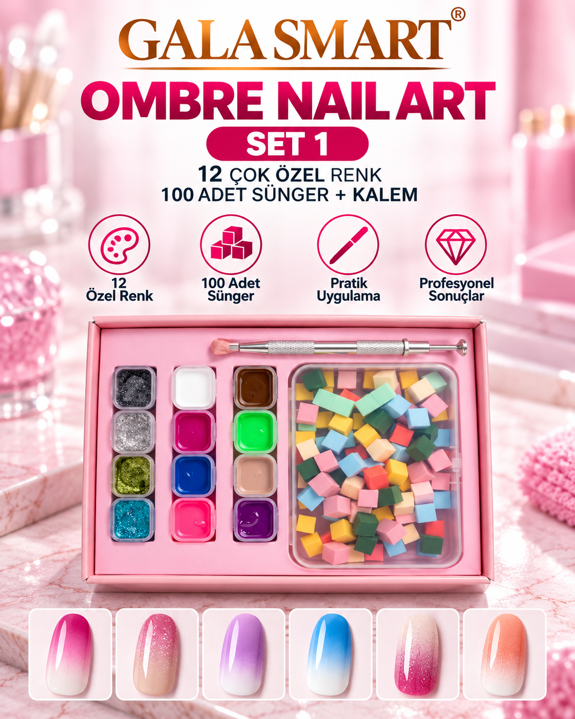 Ombre Nail Art - Set 1 resmi